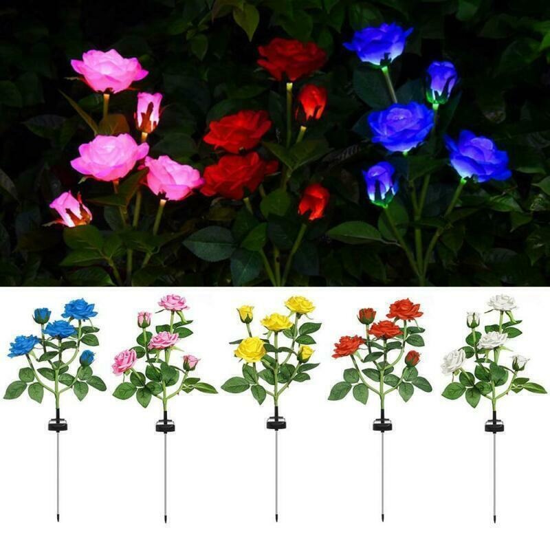 Solar Powered Rose Light Flower Lights Lamp Pink Rose Solar Powered Rose Light Flower Lights Lamp Pink Rose